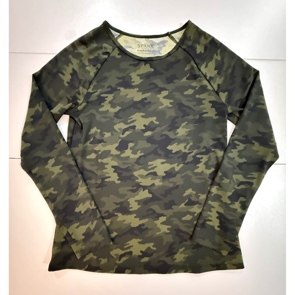 Spanx Swim Shirt Green Camo Long Sleeve UPF50+ Womens Size Medium (142) - Picture 1 of 6